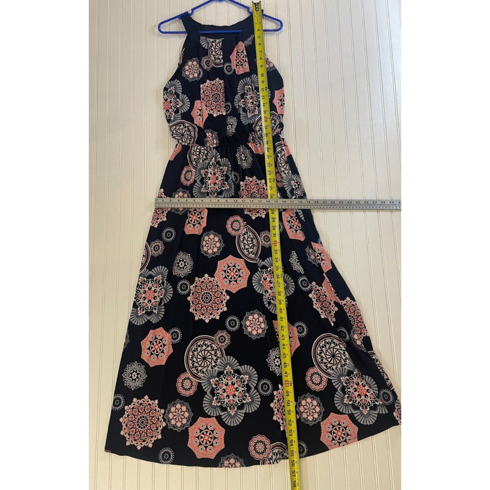 Robbie Bee Women's Printed Halter Maxi Dress Sz L ,Floral Navy Summer Boho Chic - Picture 5 of 11